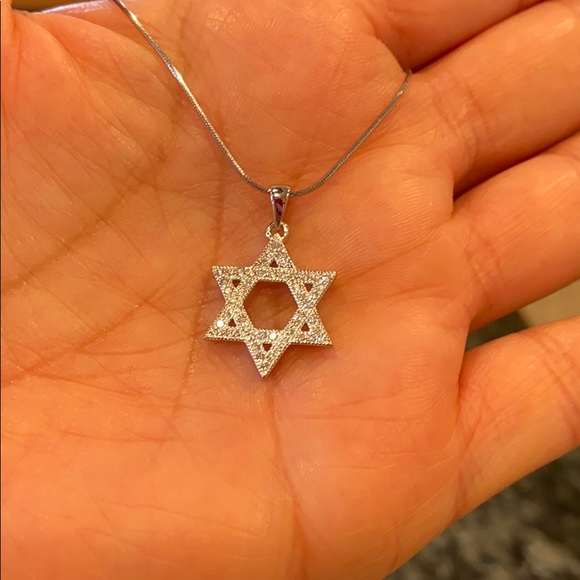 ✡️ Sterling silver Star of David CZ 2pc Necklace - Picture 4 of 8